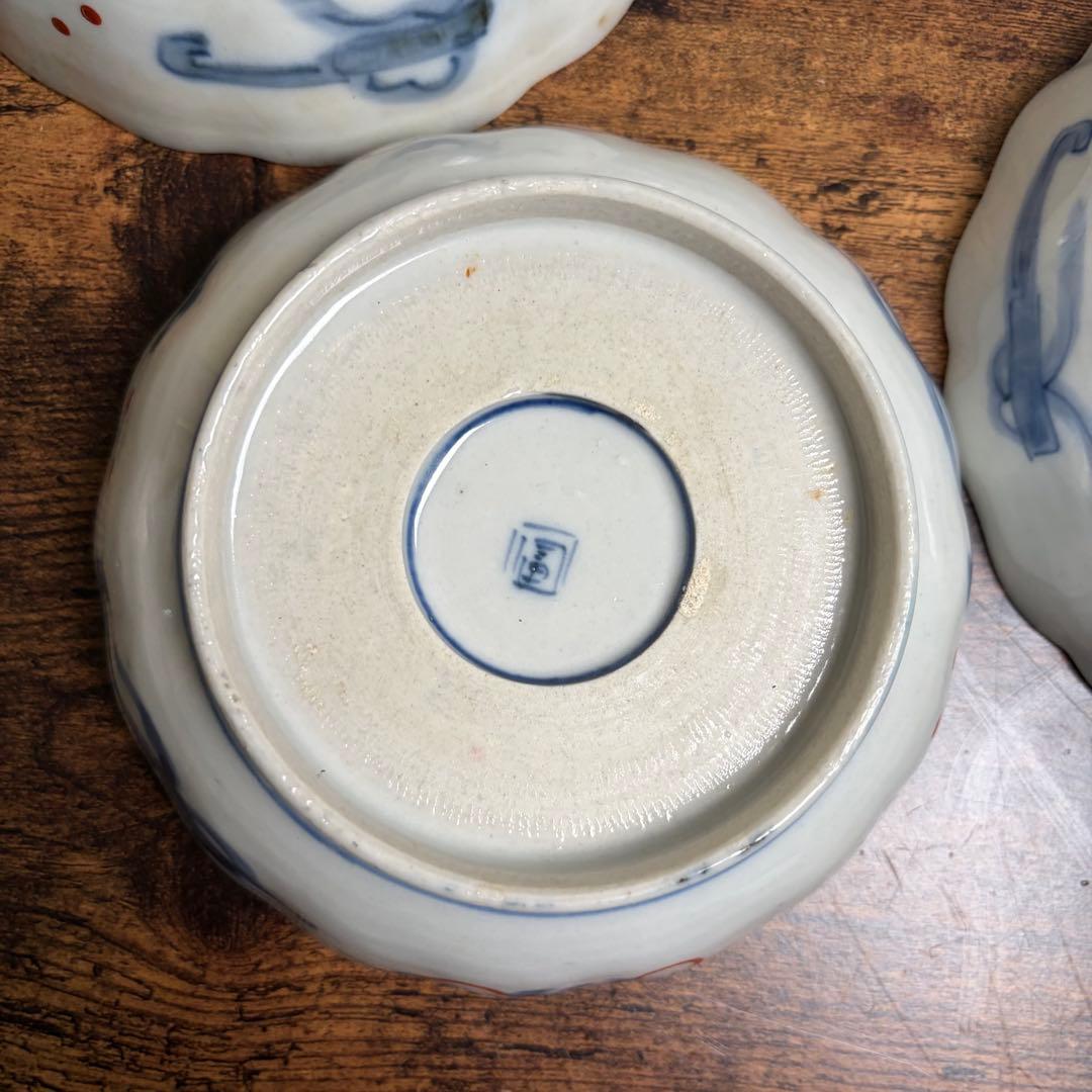 古伊万里 金蘭手柘榴図 なます皿五客　お皿/鉢/ 深鉢/アンティーク　40