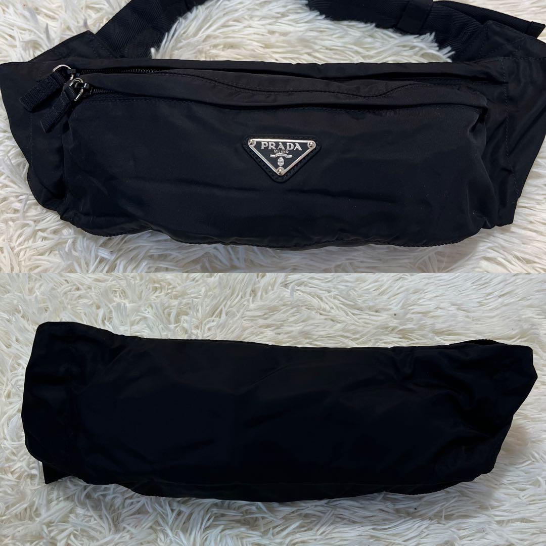 【未使用に近い】プラダ ボディバッグ 三角ロゴ ナイロン 黒 クロスボディ