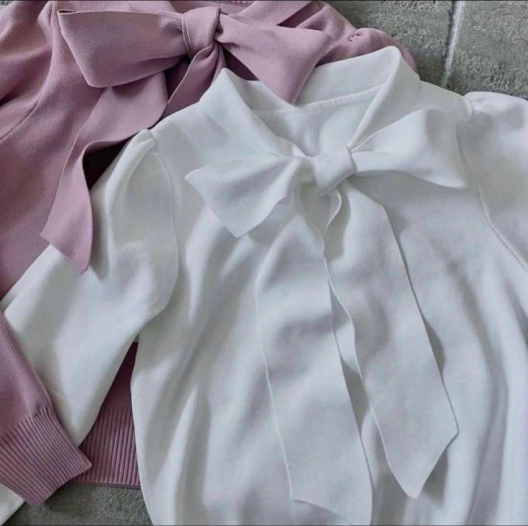 ✨美品✨ sheller シェリエ　ボウタイ　ニット　トップス　ピンク
