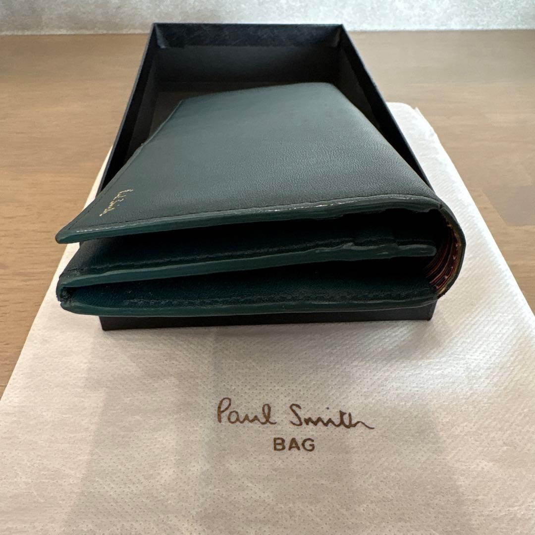 ポールスミス マルチストライプトリムインサイド 長財布 グリーン
