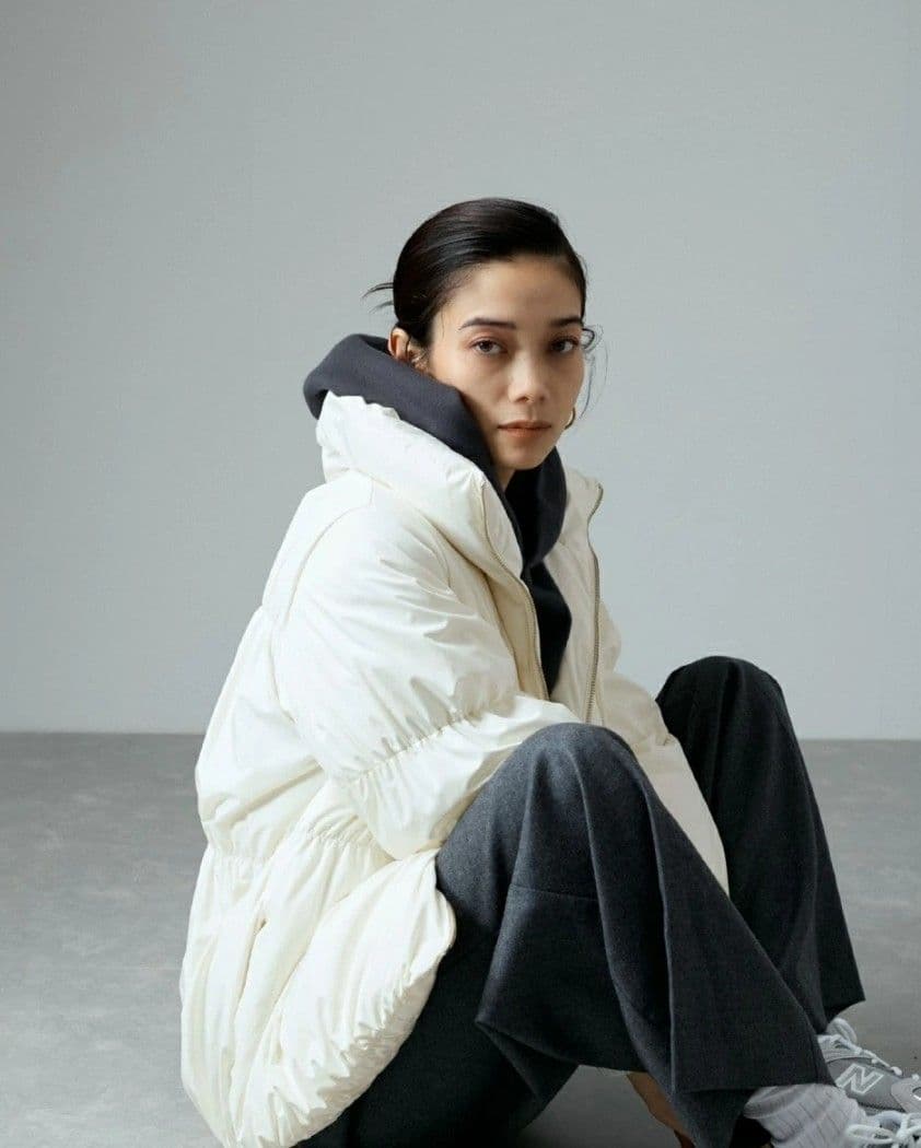 SALON adam et ropé テンダークロスミドル丈ダウン オフホワイト