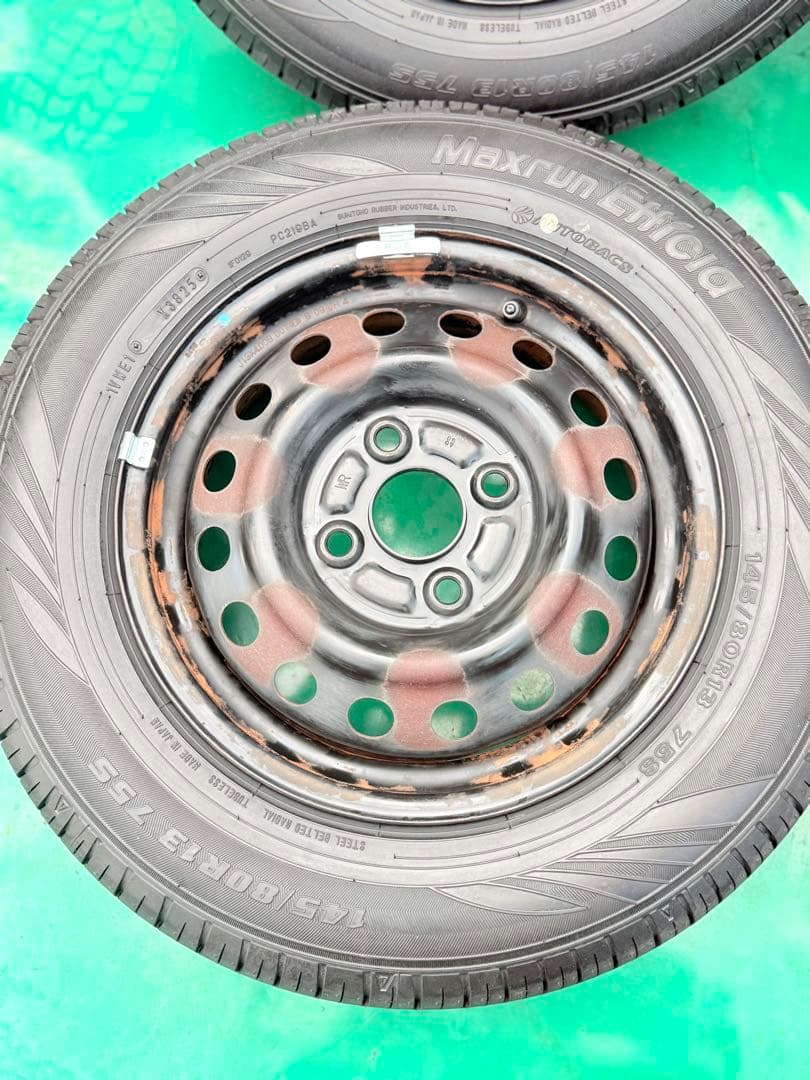 145/80R13 サマータイヤ スチールホイール付き 13x4.00B/4穴