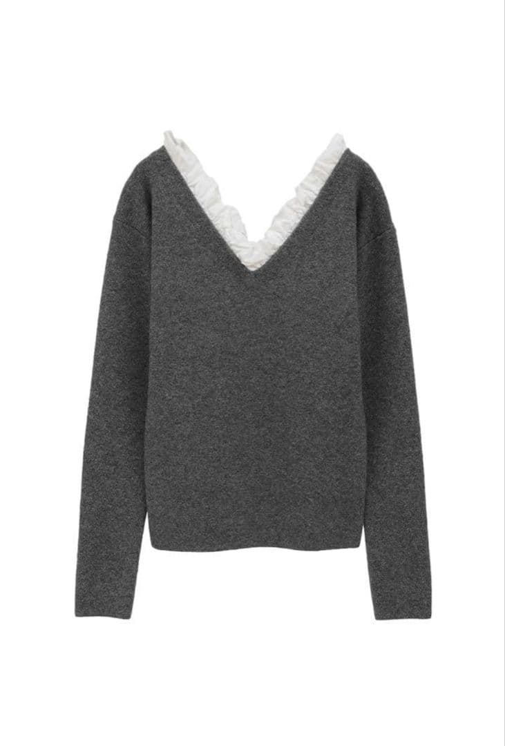 CLANE FRILL V NECK KNIT TOPS クラネ