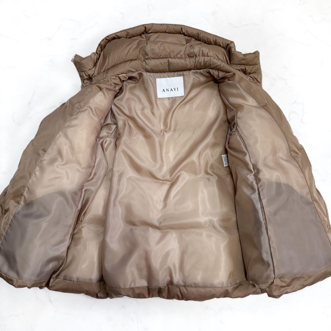 アナイ ANAYI マットサテンAラインダウンコート 36 キャメル