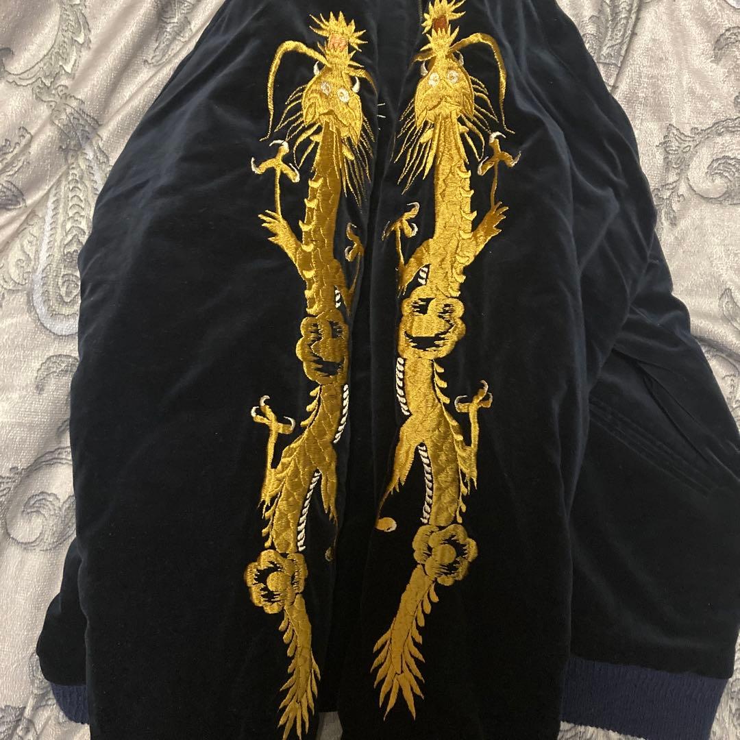 (極美品)テーラー東洋”硫黄島 星条旗 龍 虎” 別珍スカジャン 港商 日本製