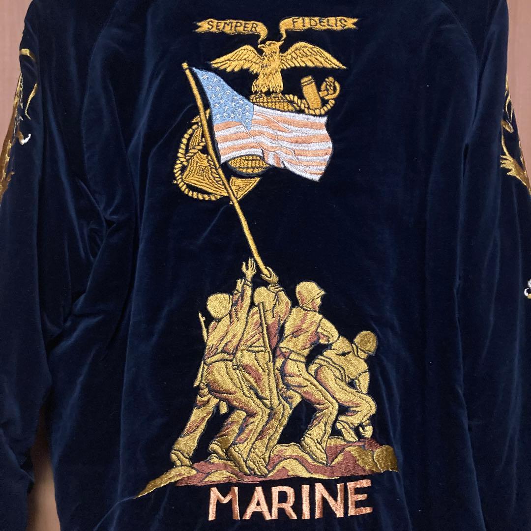 (極美品)テーラー東洋”硫黄島 星条旗 龍 虎” 別珍スカジャン 港商 日本製