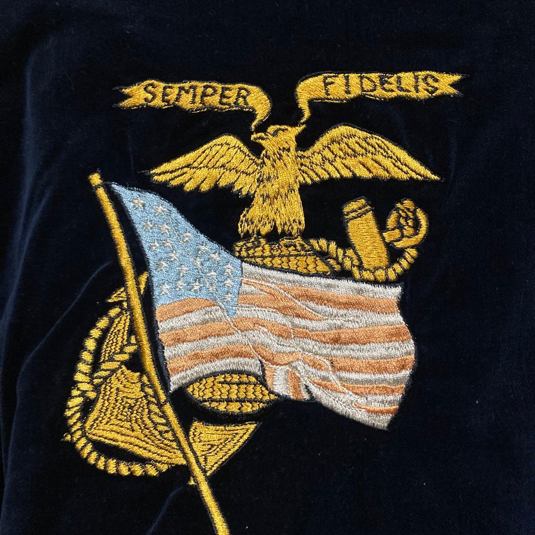 (極美品)テーラー東洋”硫黄島 星条旗 龍 虎” 別珍スカジャン 港商 日本製