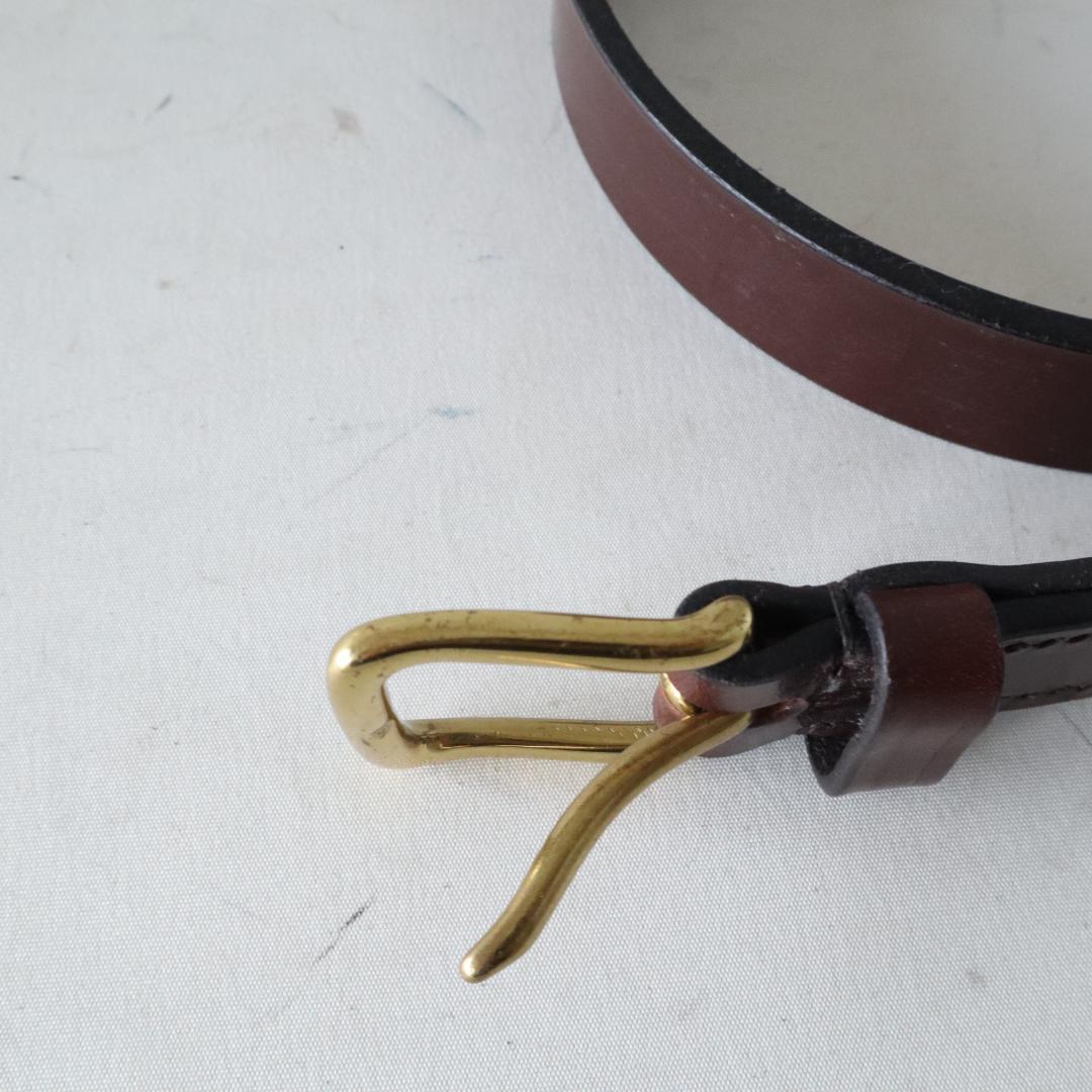 美品ジャベツクリフ スティラップレザー ベルト 濃茶×金　36 英国製