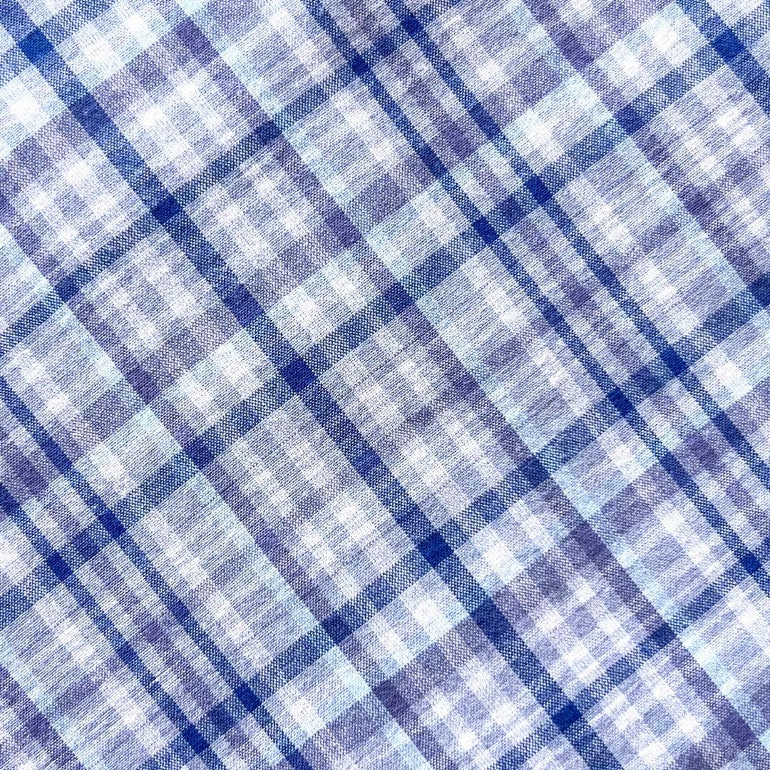 【新品未使用】papasパパス/ブルーチェック長袖シャツ/ L