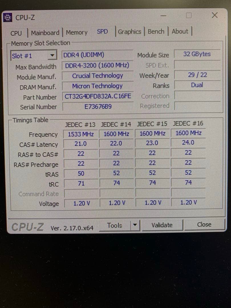 Crucial DDR4-3200 32GB×2 64GB