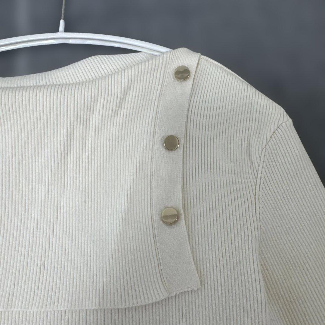 NOBLE ショルダーボタンタイトリブニット　ニット