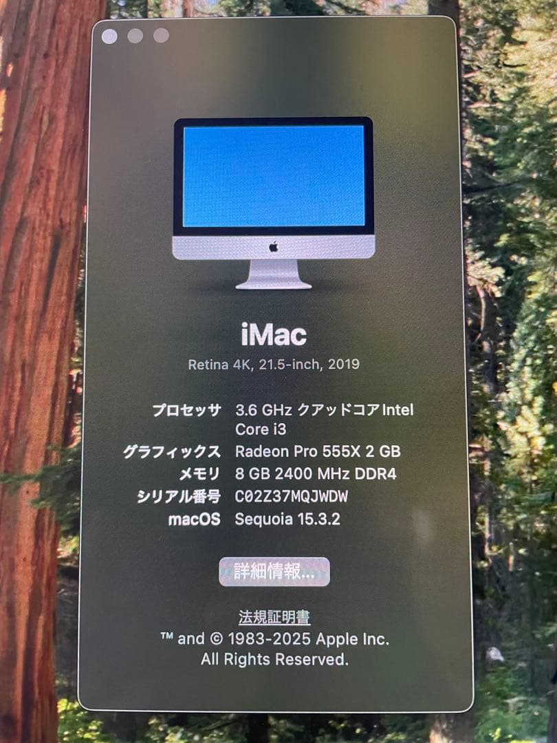 iMac 2019 21.5インチ Retina 4K