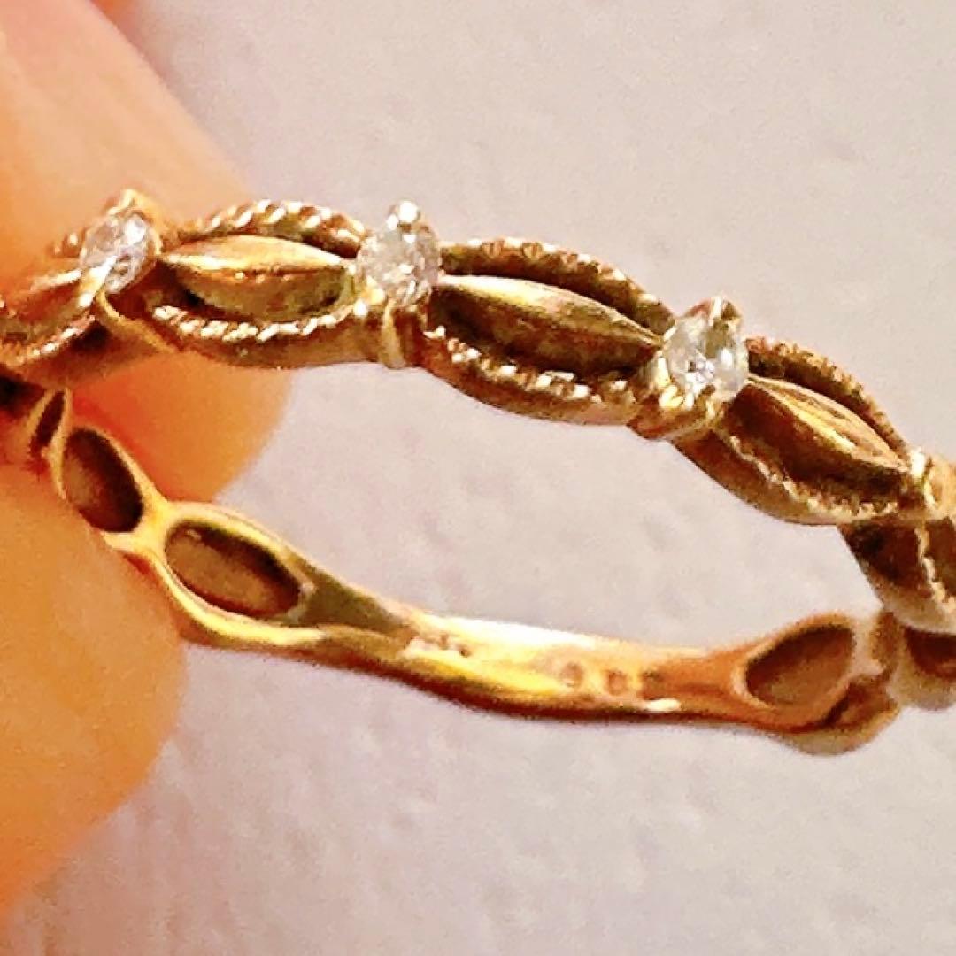 agete アガット ピンキーリング K10 ダイヤモンド　3号