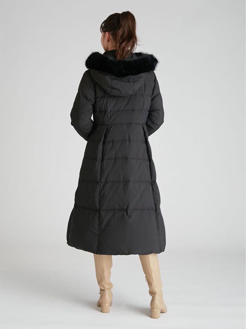 完売品 新品未使用 セルフォード フードリボンロングダウンコート BLK 36