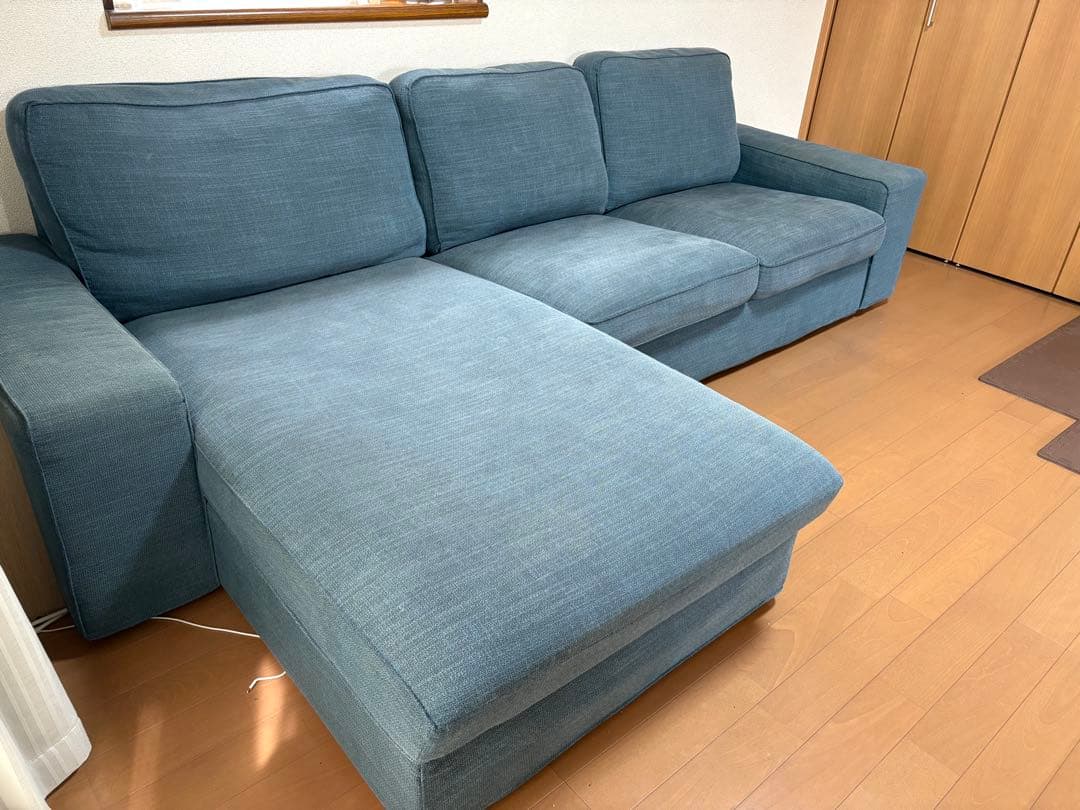 【IKEA KIVIK】3人掛け L字 カウチソファ 替えカバー付 引き取り限定