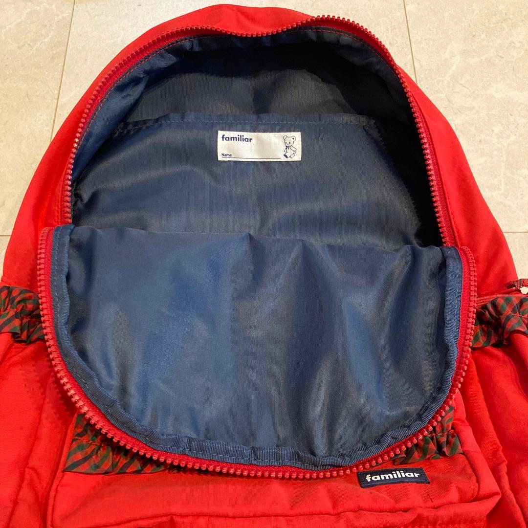 familiar 赤いリュック 中型 フリルポケット