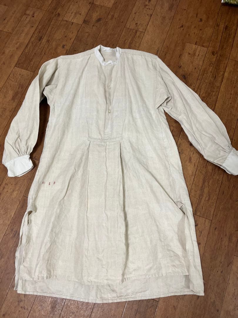 ヴィンテージ　アンティークリネン　フランス　スモック