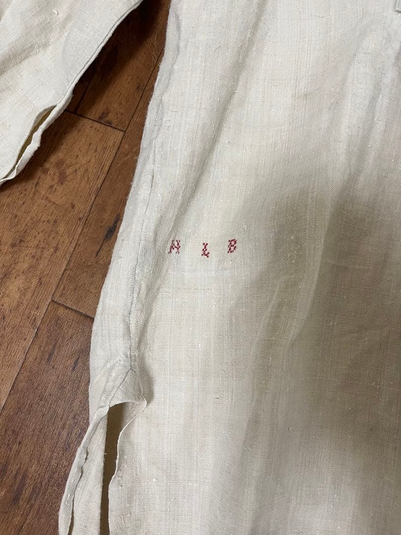 ヴィンテージ　アンティークリネン　フランス　スモック