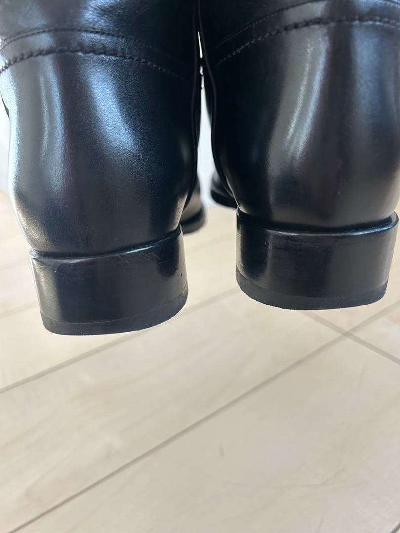 CHANEL ブラックレザー ロングブーツ 36
