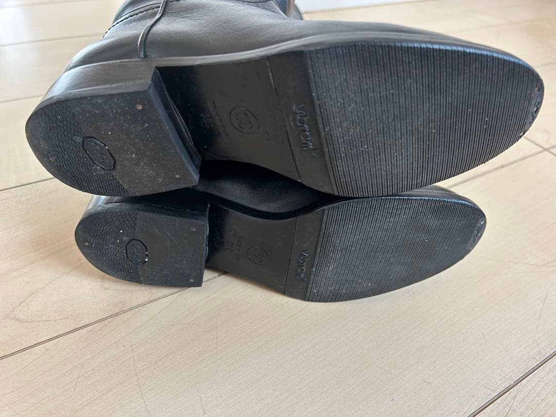 CHANEL ブラックレザー ロングブーツ 36