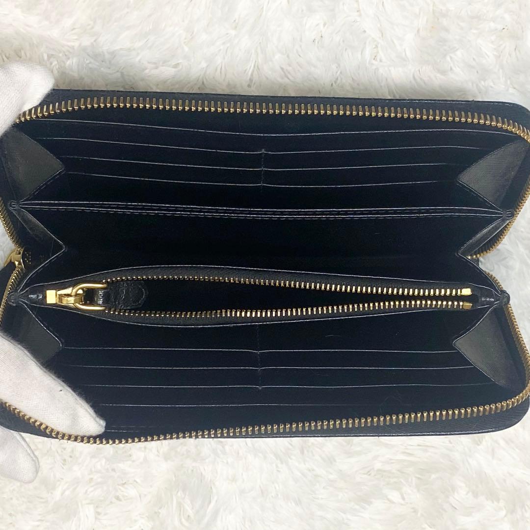 【良品】プラダ✨PRADAサフィアーノ メタル ブラックレザー 長財布