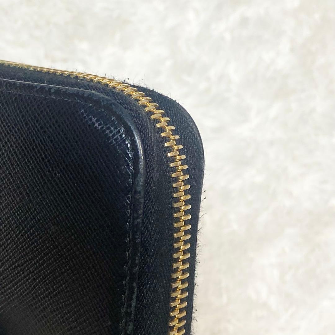 【良品】プラダ✨PRADAサフィアーノ メタル ブラックレザー 長財布