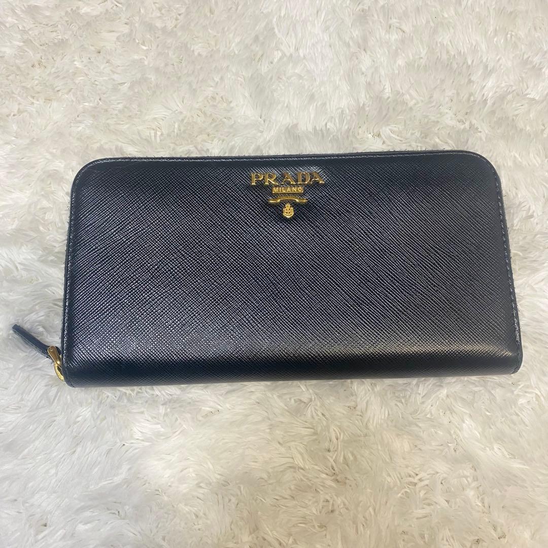 【良品】プラダ✨PRADAサフィアーノ メタル ブラックレザー 長財布
