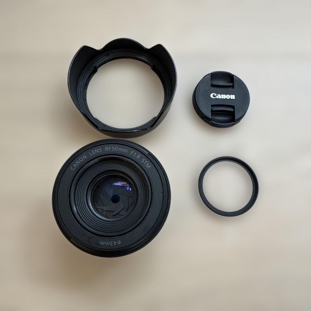 Canon RF50mm F1.8 STM レンズフード 保護フィルター付