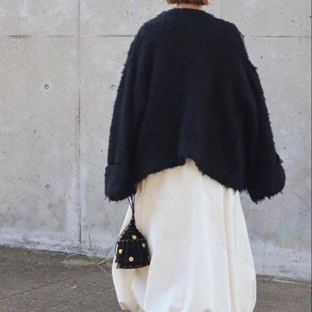 eLLa_selectshop シャギーニットカーディガン ゆったり 黒 美品