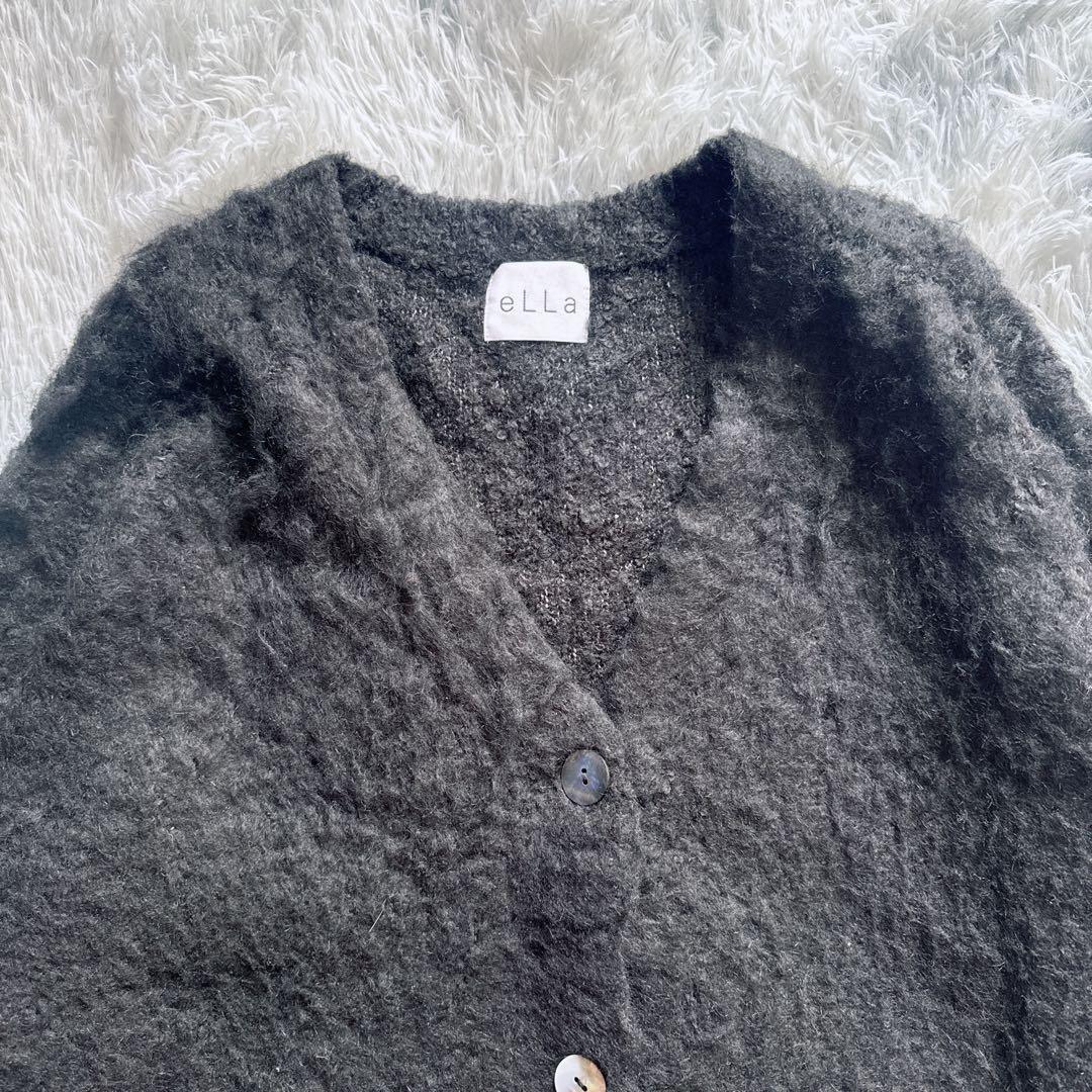 eLLa_selectshop シャギーニットカーディガン ゆったり 黒 美品
