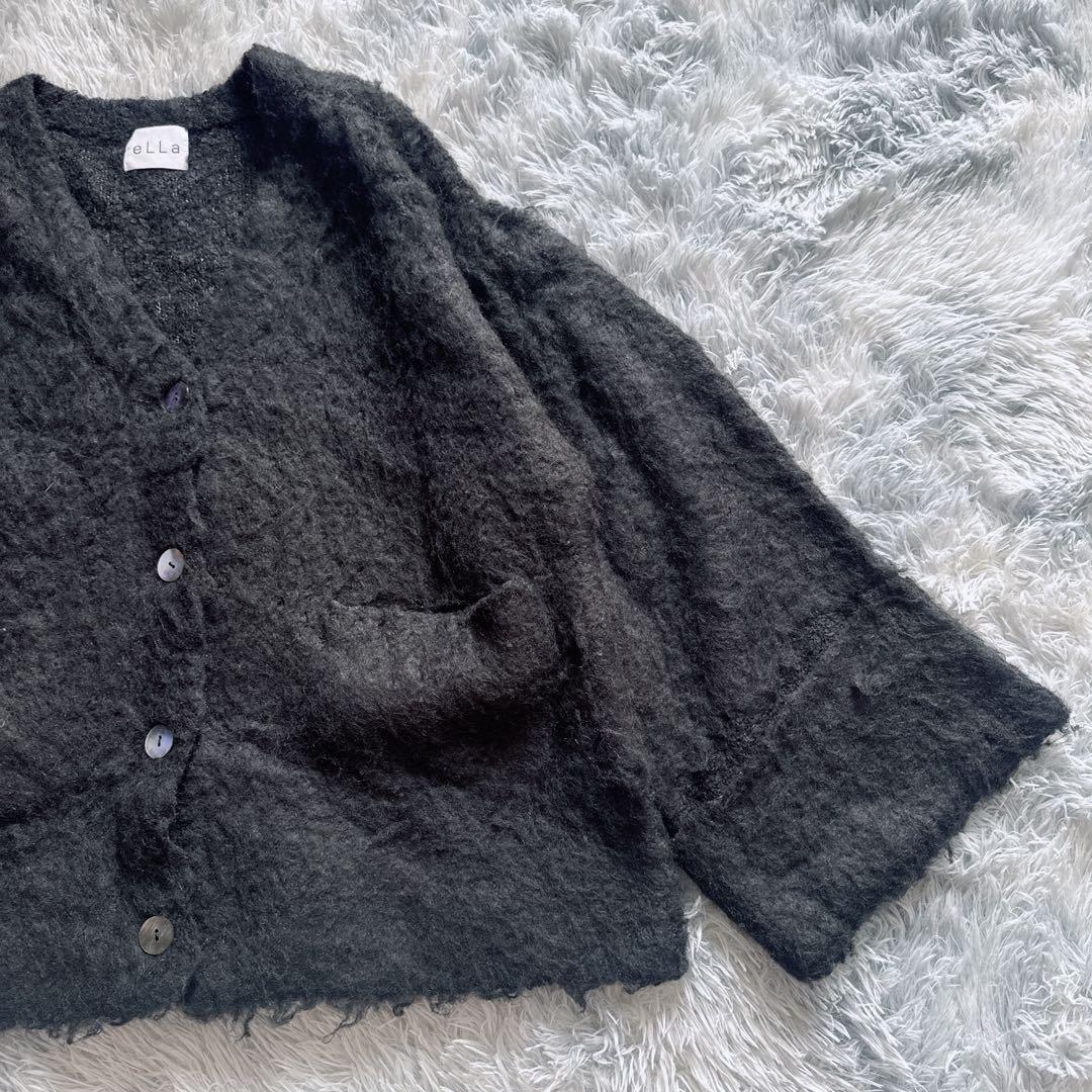 eLLa_selectshop シャギーニットカーディガン ゆったり 黒 美品