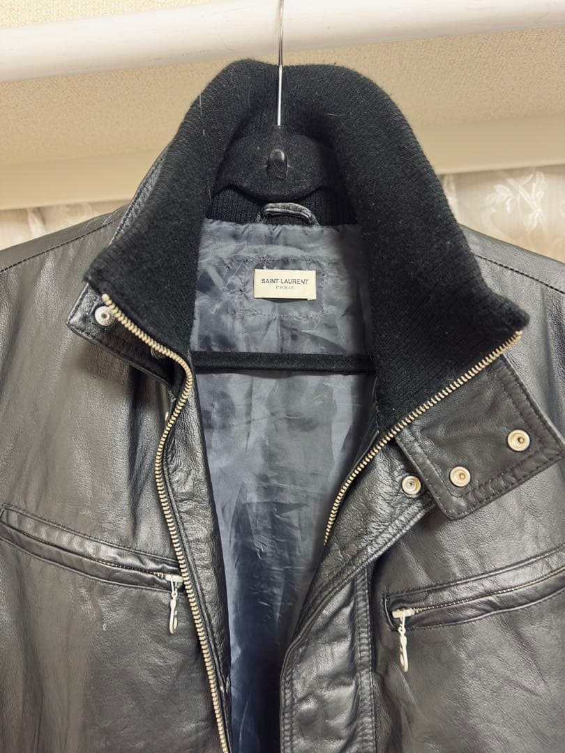 SAINT LAURENT ブラックレザージャケット 40