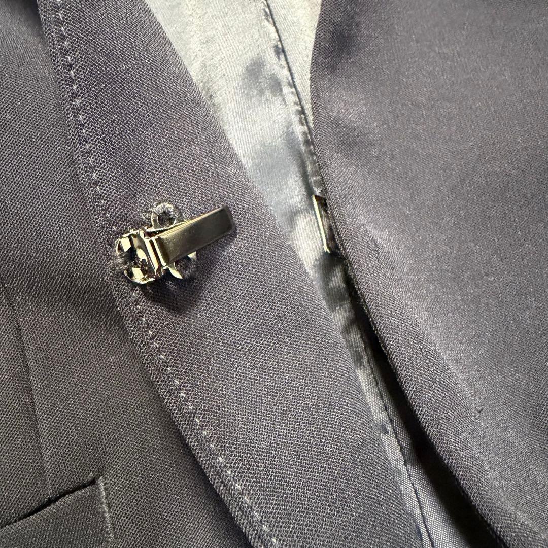 PLST セットアップ ストレッチ ノーラペル テーパード ネイビー　S