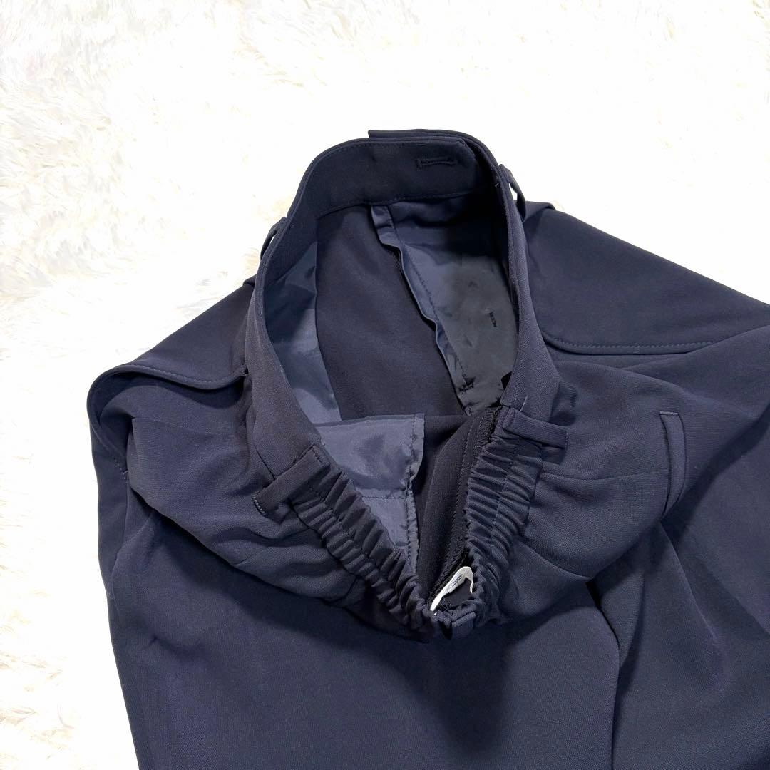 PLST セットアップ ストレッチ ノーラペル テーパード ネイビー　S