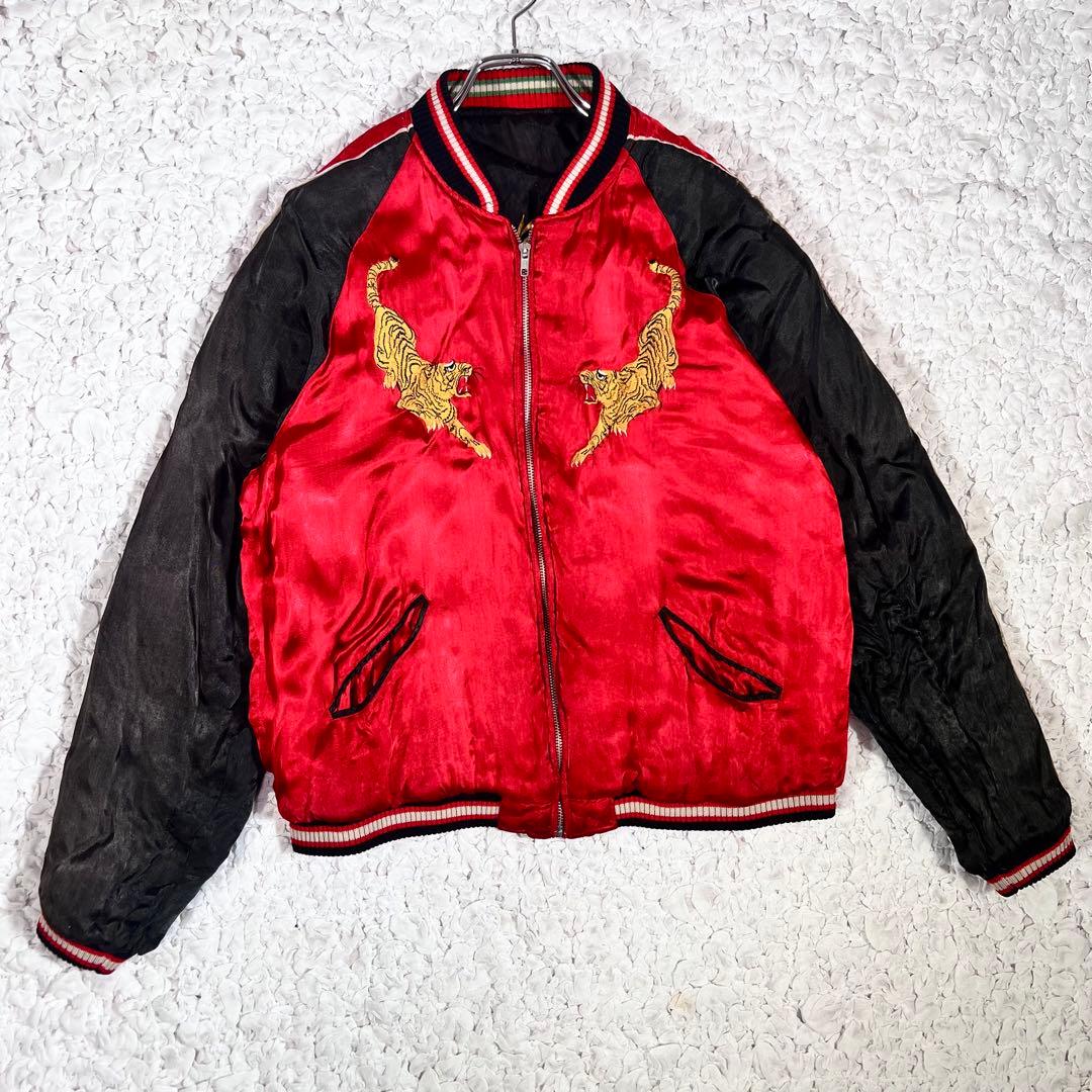 『コムドットやまと着用』　スカジャン　虎　龍　富士山　日本地図　リバーシブル　M