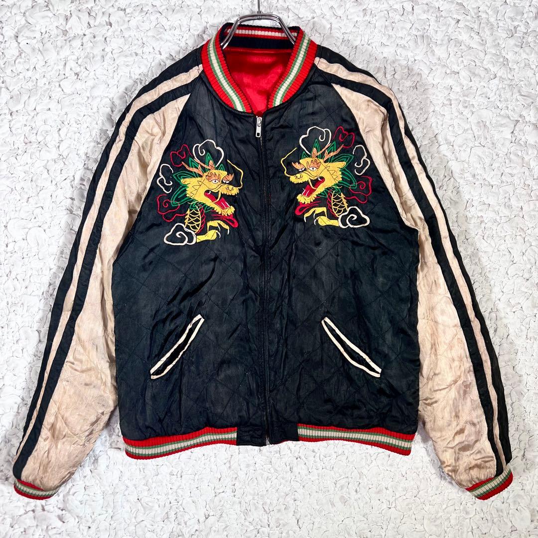 『コムドットやまと着用』　スカジャン　虎　龍　富士山　日本地図　リバーシブル　M