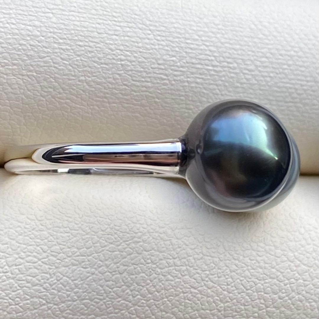 本真珠　南洋黒蝶真珠ダブルリング　9.3&9.1mmピーコックグリーンL1264