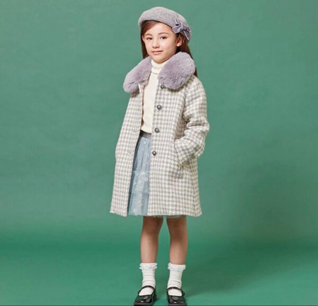 ケイトスペード　ファーティペット千鳥柄コート　150