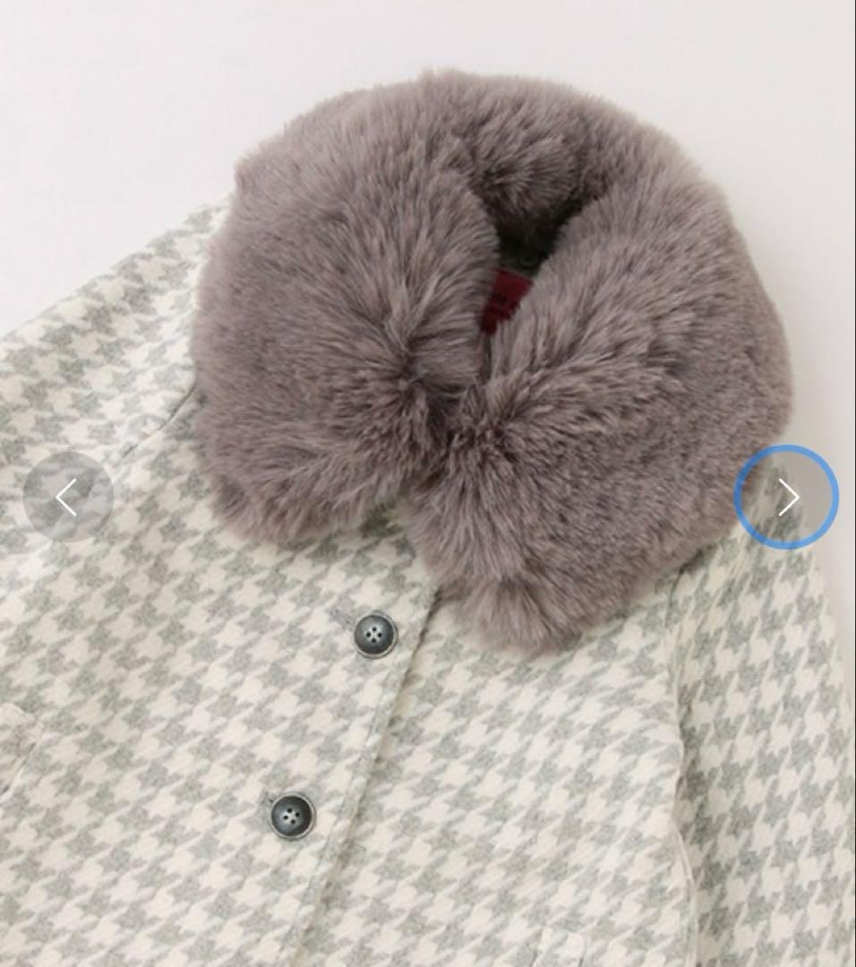 ケイトスペード　ファーティペット千鳥柄コート　150