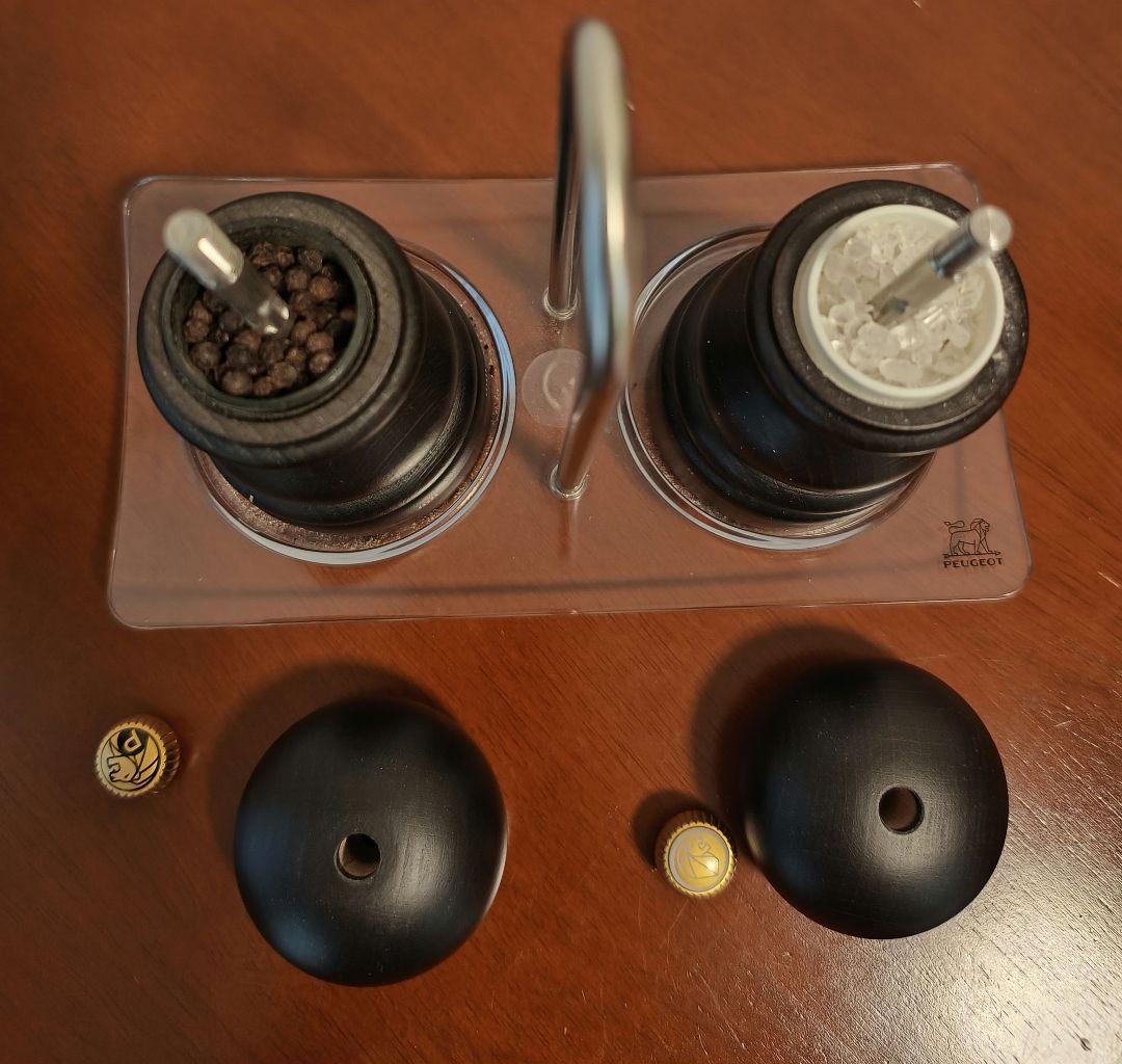 PEUGEOTプジョー ソルトミル12cm チョコ ペッパーミル トレイセット