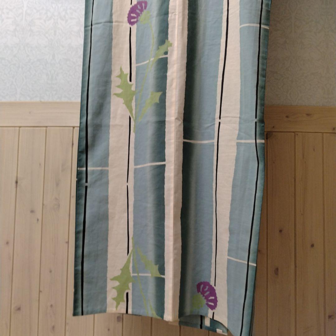 未使用高島屋購入★あざみアザミと竹柄の浴衣ゆかた両面使える黒ねず茶帯バッグセット