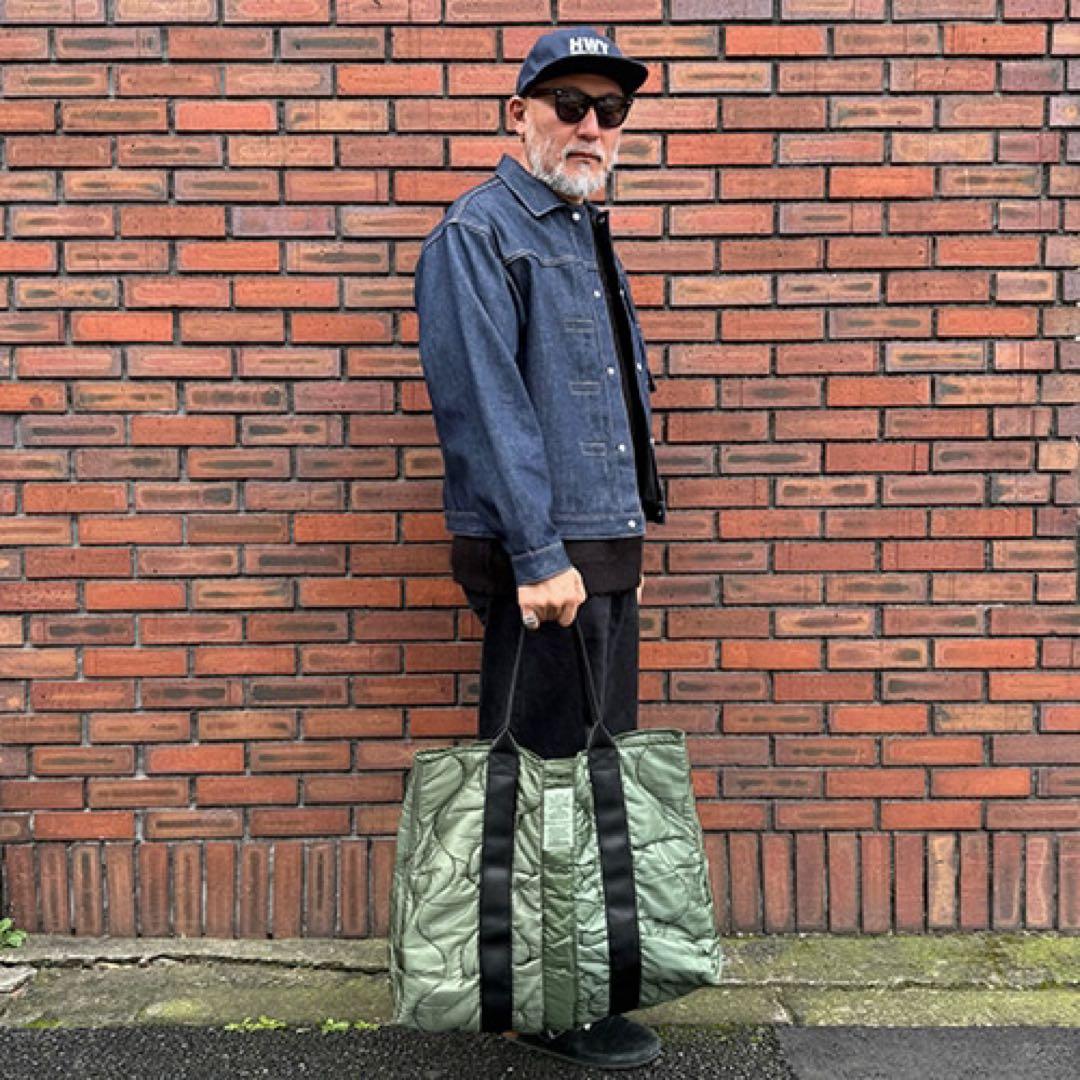 US カスタマイズトートバッグ　オリーブキルティング