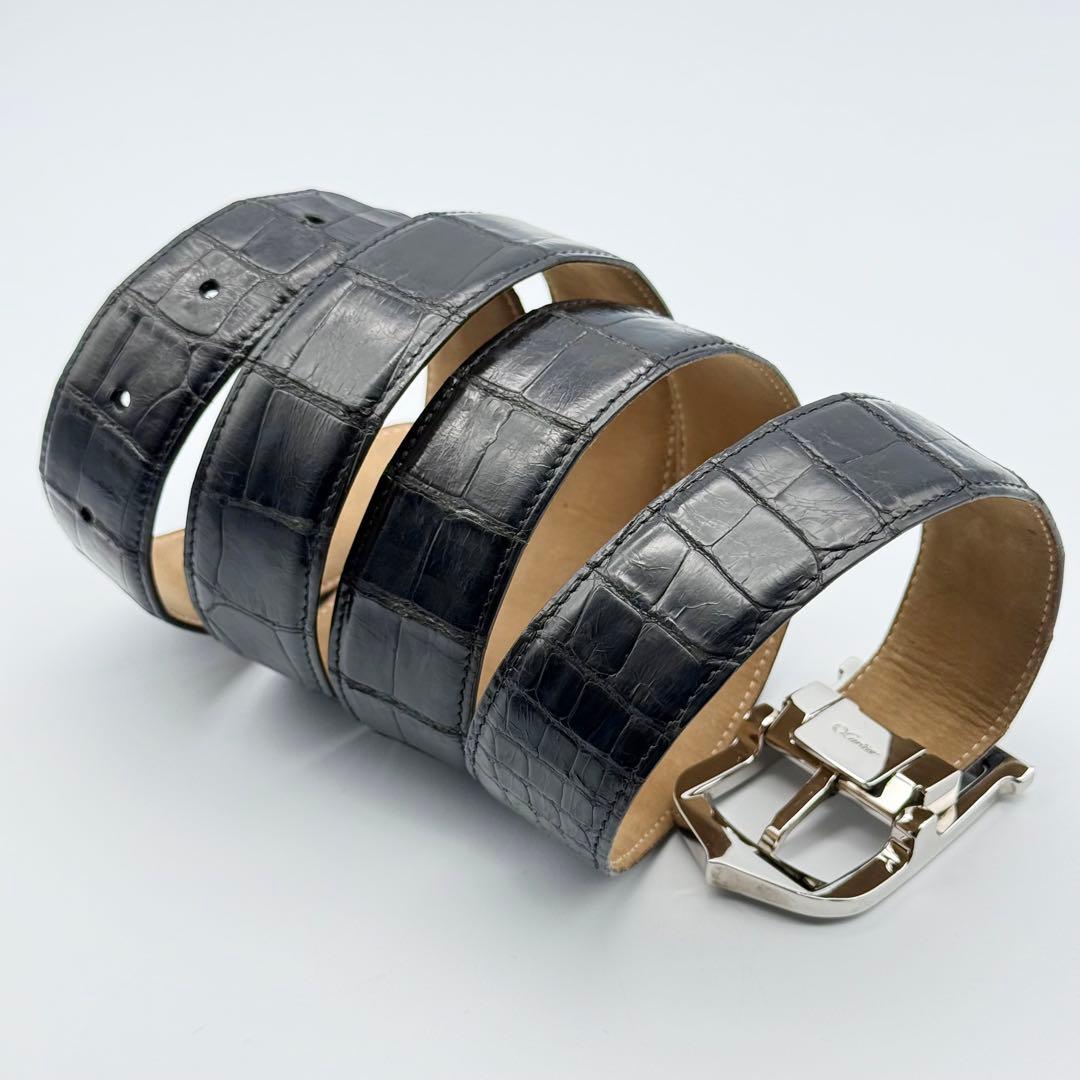 ✨良品✨カルティエ ベルト Cアロンジェ クロコ シルバー金具 メンズ ビジネス