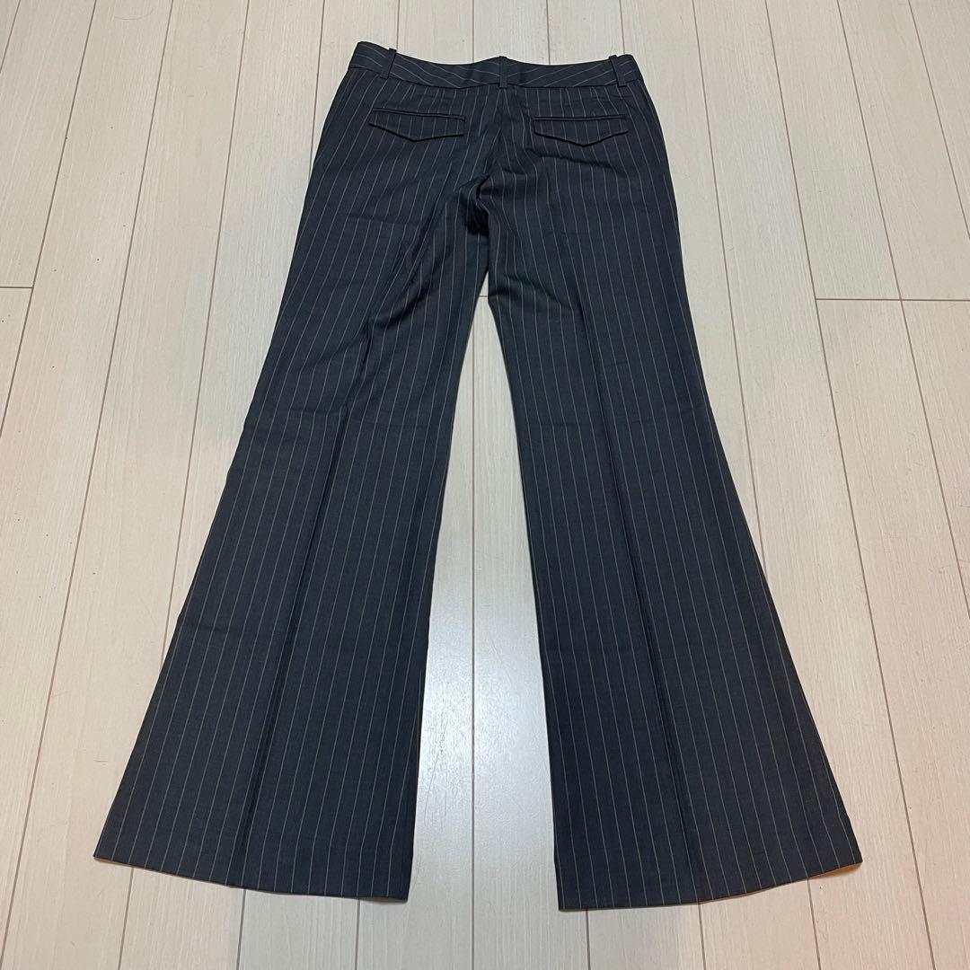 theory ストライプ ビジネスパンツスーツ フレアパンツ グレー
