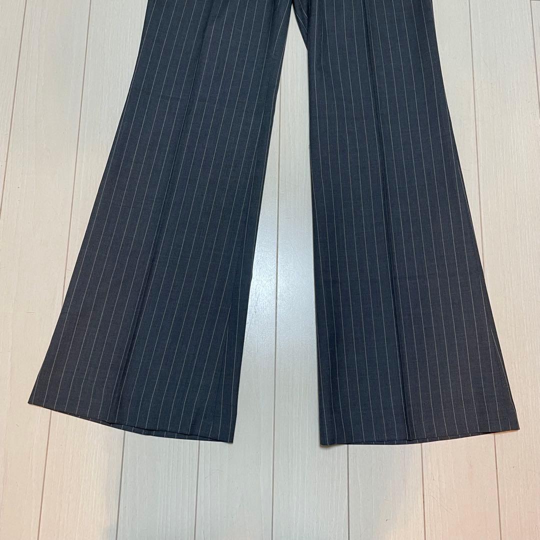 theory ストライプ ビジネスパンツスーツ フレアパンツ グレー