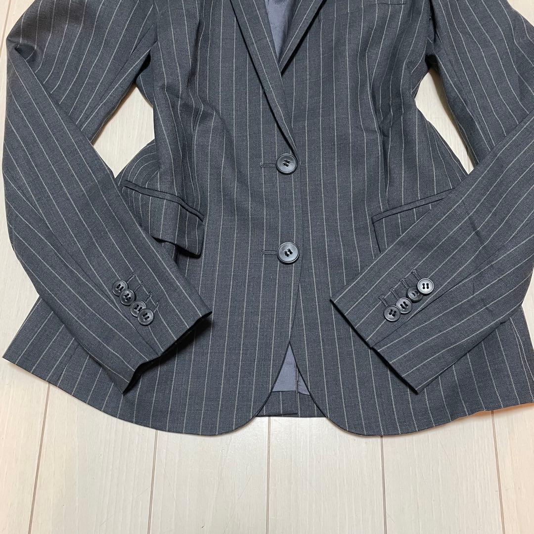 theory ストライプ ビジネスパンツスーツ フレアパンツ グレー