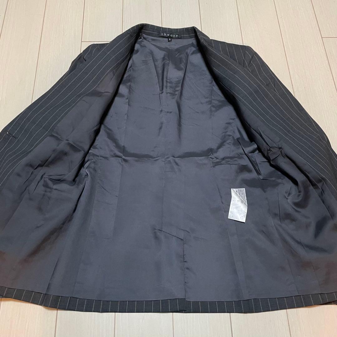 theory ストライプ ビジネスパンツスーツ フレアパンツ グレー