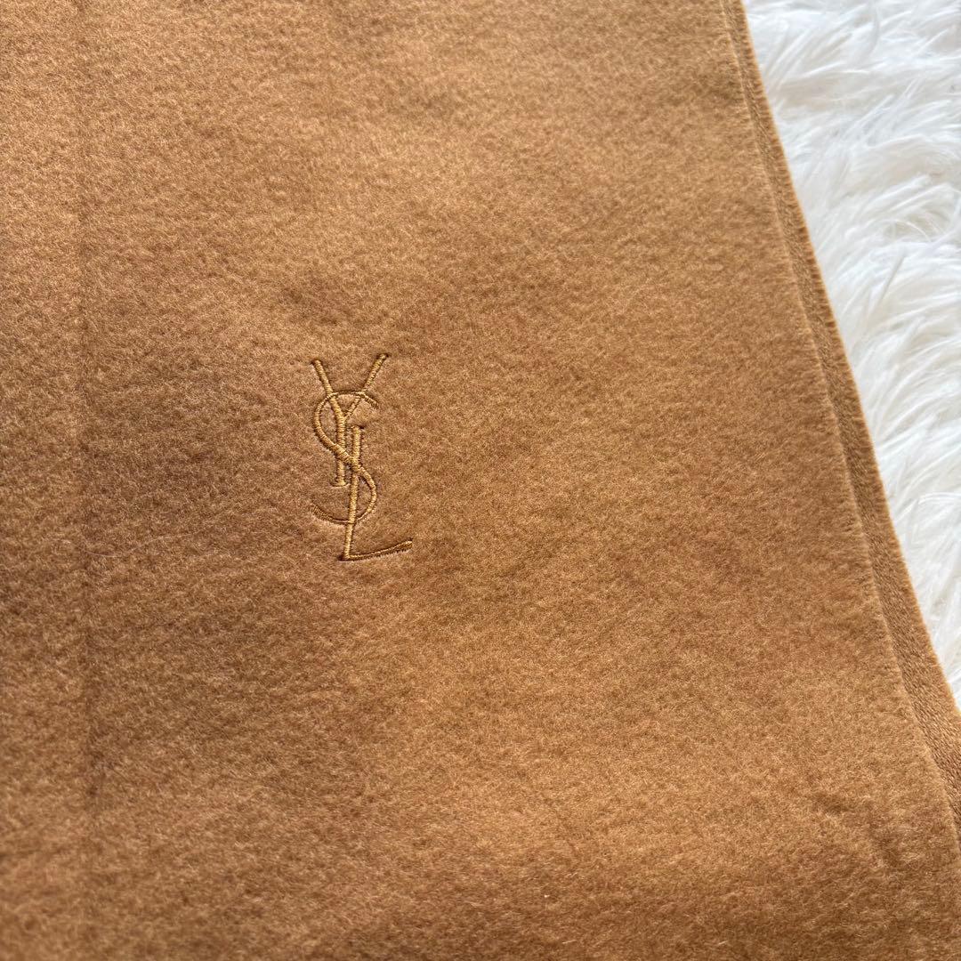 イヴサンローラン ヒョウ柄 レオパード 大判マフラー キャメル カシミヤ混