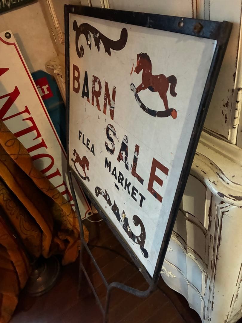 アンティーク　大きな　サイン　プレート　立て　看板　道路　標識　広告　アメリカ