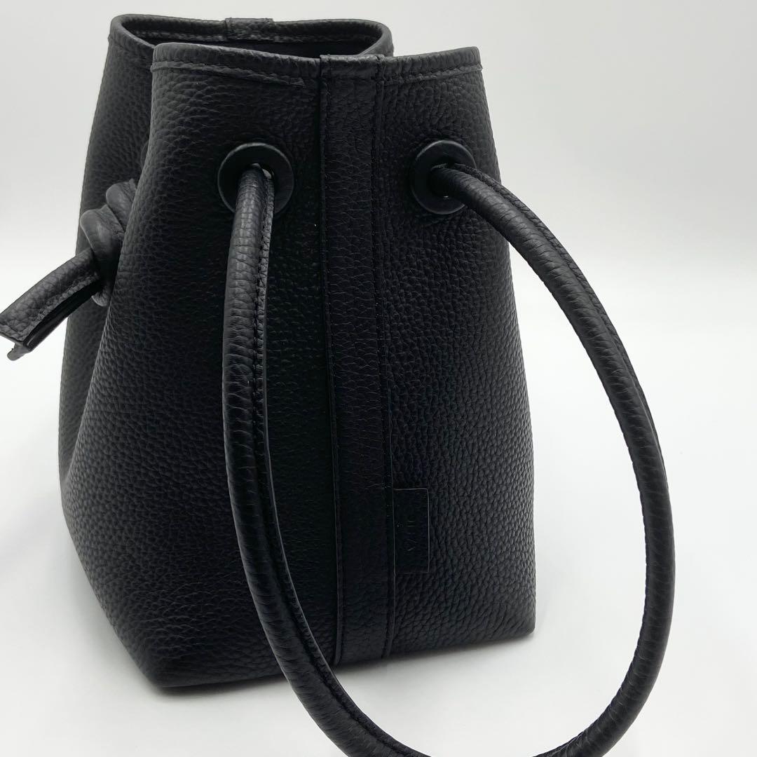 極美品　VASIC BOND MINI ハンドバッグ　巾着　レザー　ブラック